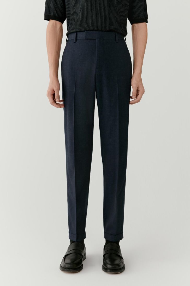 Pantalon droit en laine & soie