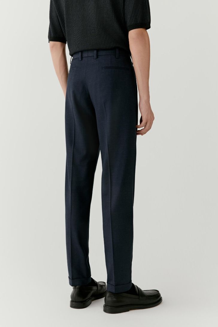 Pantalon droit en laine & soie