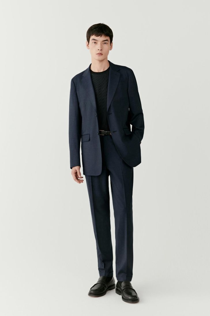Pantalon droit en laine & soie