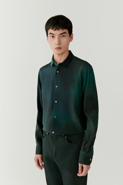 Chemise droite en soie stretch