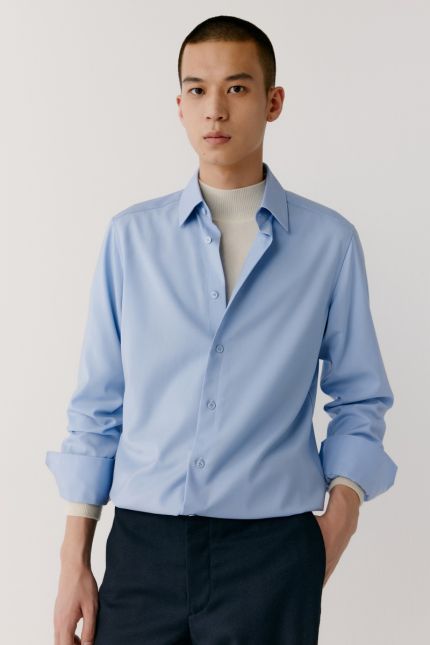 Chemise à manches longues en laine mérinos