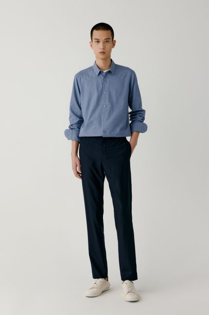 Pantalon ajusté en laine mérinos 