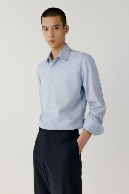 Chemise à carreaux en laine mérinos