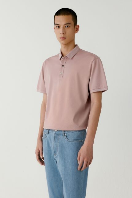 Polo droit en piqué de coton