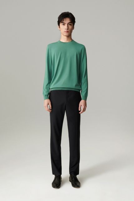 Pantalon ajusté en laine mérinos