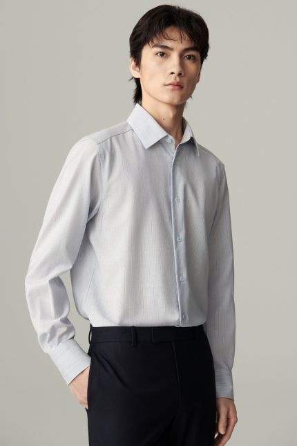 Chemise à rayures en laine mérinos
