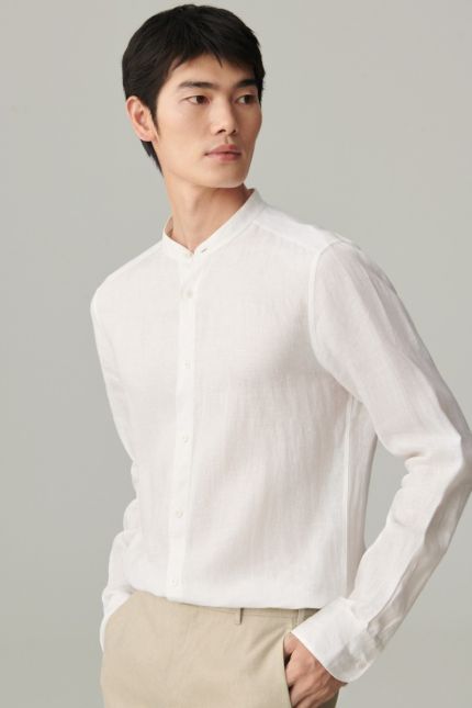 Chemise en lin à col officier