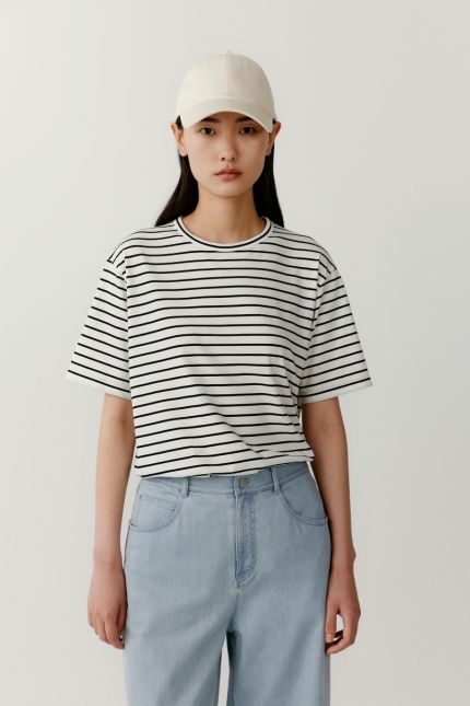 T-shirt à rayures en jersey de coton