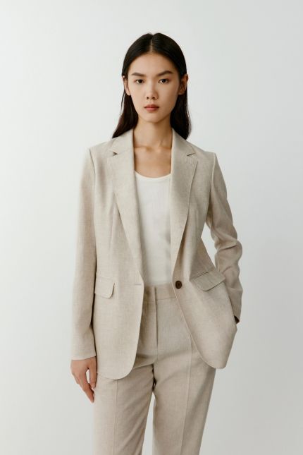 Blazer en lin à simple boutonnage