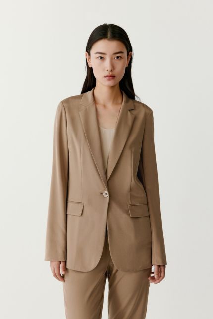 Blazer à simple boutonnage en soie stretch