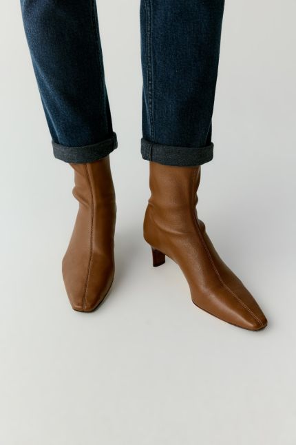 Bottines en cuir stretch