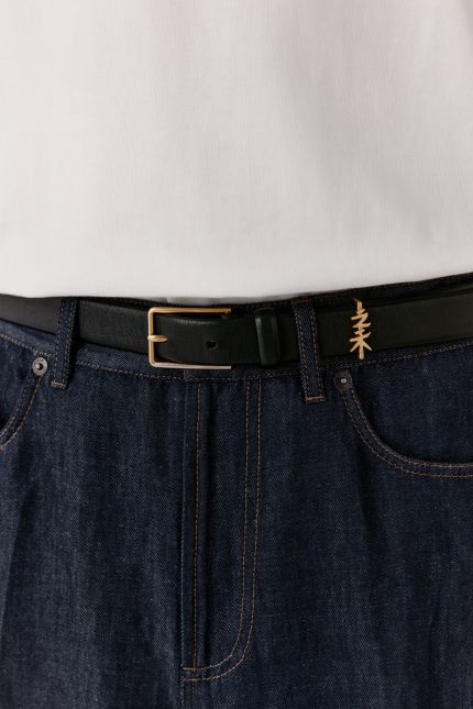 Ceinture en cuir lisse avec logo